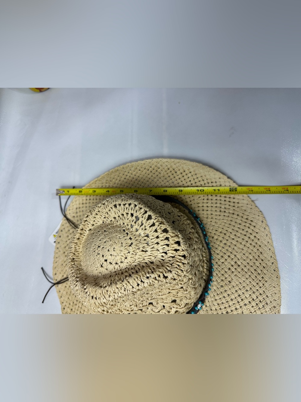 Source Unknown Natural Straw Sun Hat with Blue Floral Band - Picture 10 of 11